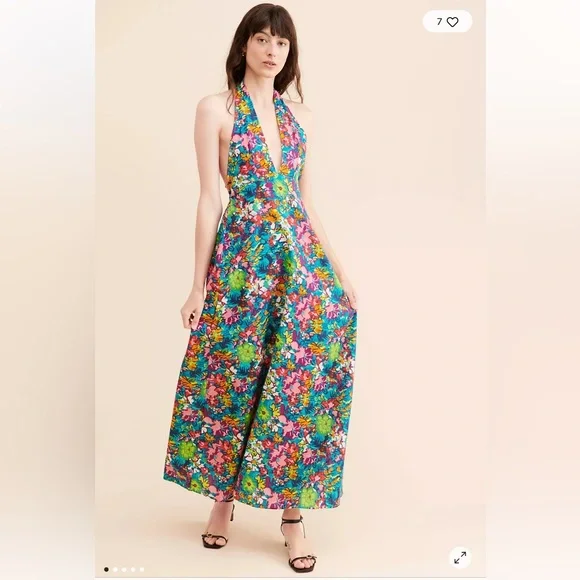 Free People Multicolor Floral Halter Saffron Maxi Dress - Picture 1 of 4